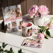 Beste Mum Ooit Foto Familie Collage Roze Houtkorre Kaart