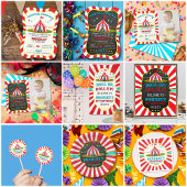 Big Top Circus Carnival Chalkboard 1ste verjaardag Servet