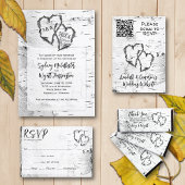 White Birch Bark Engagement Party Kaart