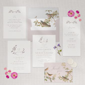 Vogels en bladeren, roze Flat Thank You Card Bedankkaart