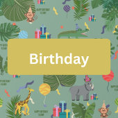 Oerwoud Dieren Verjaardagsfeest, Kinderen Verjaard Kaart