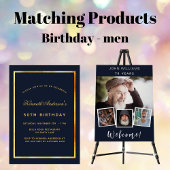 Verjaardag donkerblauw wit script minimalist ronde sticker