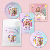 Leuke roze en paarse eenhoorn aangepaste foto verj kaart