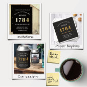 Budget Verjaardag Uitnodiging Zwart Goud Elk Jaar Kartonnen Onderzetters