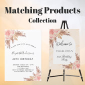 Birthday party pampas blush budget behalve datum flyer