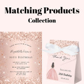 Birthday blush roos Gold glitter elegant script Kaart