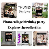 Zwarte fotocollage verjaardagsfeest kartonnen onderzetters