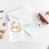 4e verjaardag roze gouden bloemenkrans bedankkaart