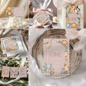 Roze Tropisch Oerwoud Safari Dieren Verjaardag Kaart