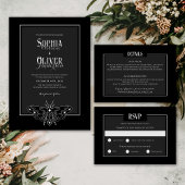 Gothic Moody Zwart en Wit Trouwfoto Save The Date