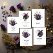Paars Black en Gold Gothic Wedding Programma