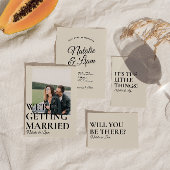 Moderne Zwart & Romige Retro Whimsical Bruiloft Uitnodigingen Wikkel