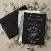 Chic Zwart & Goud bruiloft Uitnodigingen Wikkel (Personaliseer deze collectie van deze onafhankelijke maker. Test)