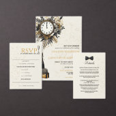 Zwart & Goud New Years Eve QR bruiloft uitnodiging (Personaliseer de collectie van deze zelfstandige maker.)