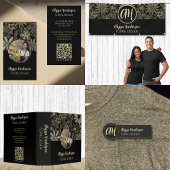 Elegante Tan & Zwarte Bloem Logo Coupon Code