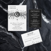 Zwart & Wit Celestial met Details Bruiloft Kaart (Personaliseer de collectie van deze zelfstandige maker.)