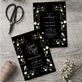 Black & White Wildflowers Wedding Bewaar de datum Kaart