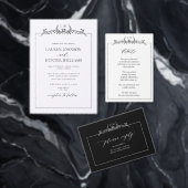 Zwart Wit Monogram Border Wedding Dank u Kaart (Personaliseer de collectie van deze zelfstandige maker.)