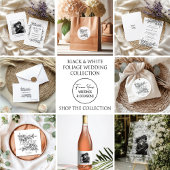 Zwart-witte tak & bladeren een monogram bedankkaart