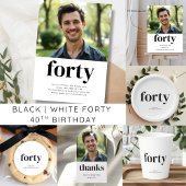 Zwart-wit 40ste verjaardag papieren bordje