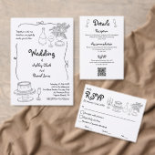 Zwart-wit Doodle Huwelijksceremonieprogramma Handwaaier (Personaliseer de collectie van deze zelfstandige maker.)