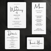 Bold Minimalist Black Script Weddenschap Save the  Folie Uitnodiging