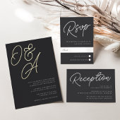 Zwart-wit overmaats script RSVP Briefkaart