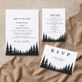 Zwarte en witte dennenbomen Winter Wedding Kaart (Personaliseer de collectie van deze zelfstandige maker.)