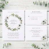 Anemones Bloemenkrans Winter Gevouwen Bruiloft Programma (Personaliseer de collectie van deze zelfstandige maker.)