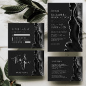 Budget Black Agate Silver Wedding Uitnodiging