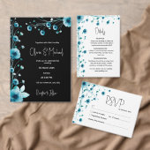 Moderne witte en blauwe bloemen bruiloft RSVP kaartje (Personaliseer de collectie van deze zelfstandige maker.)