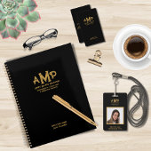 Elegant Zwart 3 Letter Goud Monogram Logo Mok