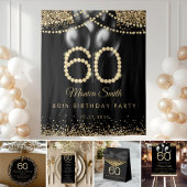 Gold Diamonds 60th Birthday Party Invitation Bedankkaart