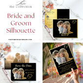 Goud en zwart bruid en bruidegom vorm foto bruilof save the date