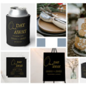 Modern zwart & goud op een dag weg repetitie diner bedankdoosjes