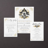 Zwart en Goud Land Bruiloft Folie Uitnodiging (Personaliseer de collectie van deze zelfstandige maker.)