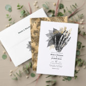 Zwarte en gouden Floral Skeleton Gothic Wedding Programma (Personaliseer deze collectie van deze onafhankelijke maker. Test)