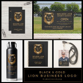 Elegante Black Gold Lion Security Services Busines Planner