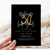 Zwart en goud 30e verjaardag modern script stijlvo hoodie