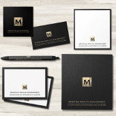 Zwart en Goud Monogram Adresetiketten Etiket