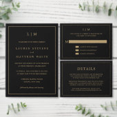 Eenvoudig zwart en goud monogram Elegante bruiloft Servet (Personaliseer de collectie van deze zelfstandige maker.)