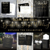 Zwart en goud String Lights Bruiloft Welkomstbord Poster