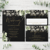 Zwart en goud groen wensen goed huwelijk informatiekaartje (Personaliseer de collectie van deze zelfstandige maker.)