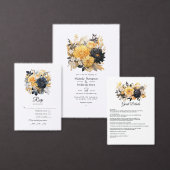 Black and Gold Floral Wedding Kaart (Personaliseer de collectie van deze zelfstandige maker.)