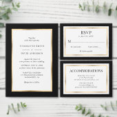 Elegant Black White en Gold Wedding RSVP Kaartje (Personaliseer de collectie van deze zelfstandige maker.)