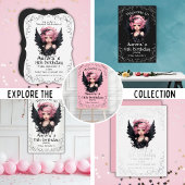 Zwart en Roze Pastel Gothic Fairy 13e Verjaardag Spandoek