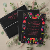 Zwart Mexicaans Bloemen Fiesta Save the Date Kaart (Personaliseer deze collectie van deze onafhankelijke maker. Test)