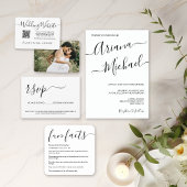 Goud Elegant Script Tekst Overlay Fotobruiloft Folie Uitnodiging