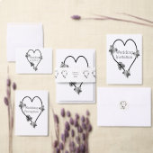 Zwart-wit vlinder hart ontwerp bruiloft plaatskaartje (Personaliseer de collectie van deze zelfstandige maker.)