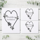 Zwart-wit vlinder hart ontwerp bruiloft etiket (Personaliseer de collectie van deze zelfstandige maker.)